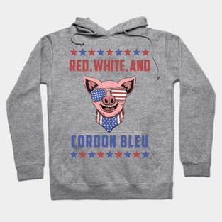 Funny 4th of July Pig: Red, White, and Cordon Blue Hoodie